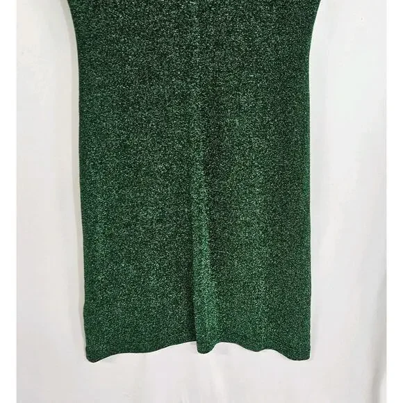 Reformation Amina Green Metallic Fleck Short Sleeve Mini Sheath Dress Medium - Picture 6 of 8